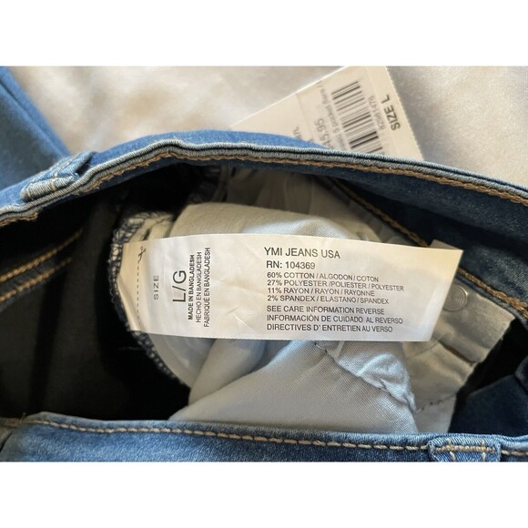 YMI Jeans Women Size L Blue Hyper Denim Long Bell Bottoms - Picture 10 of 12